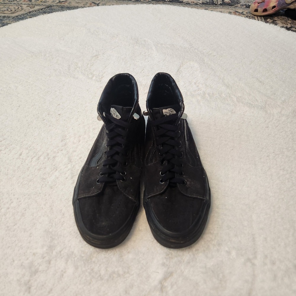 Vans High Top All Black Canvas Sneakers Mens 6.5 or‎ Womens 8